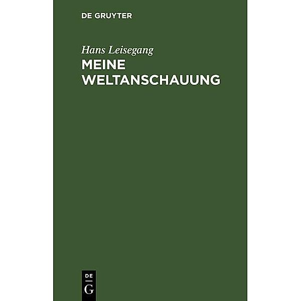 Meine Weltanschauung, Hans Leisegang