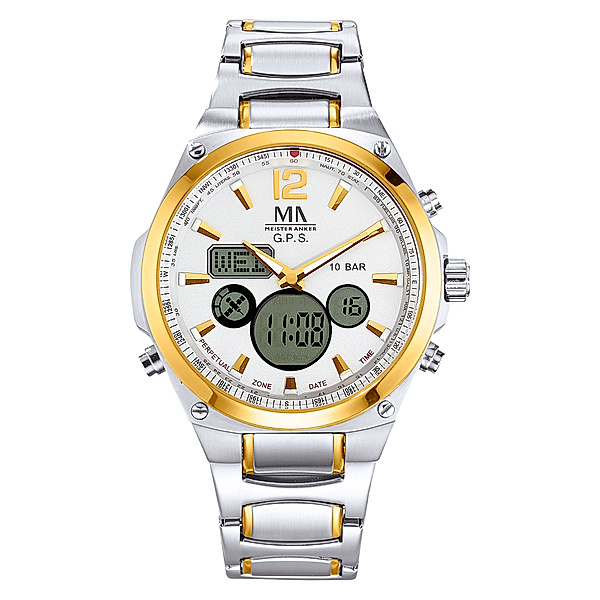 MeisterAnker Uhr 23cm Edelstahl Quartz Mineralglas