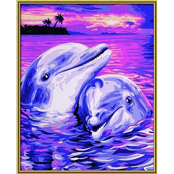 Meisterklasse Klassiker, Malen nach Zahlen (Mal-Sets), Bildgröße: 30 x 40 cm: Delfine