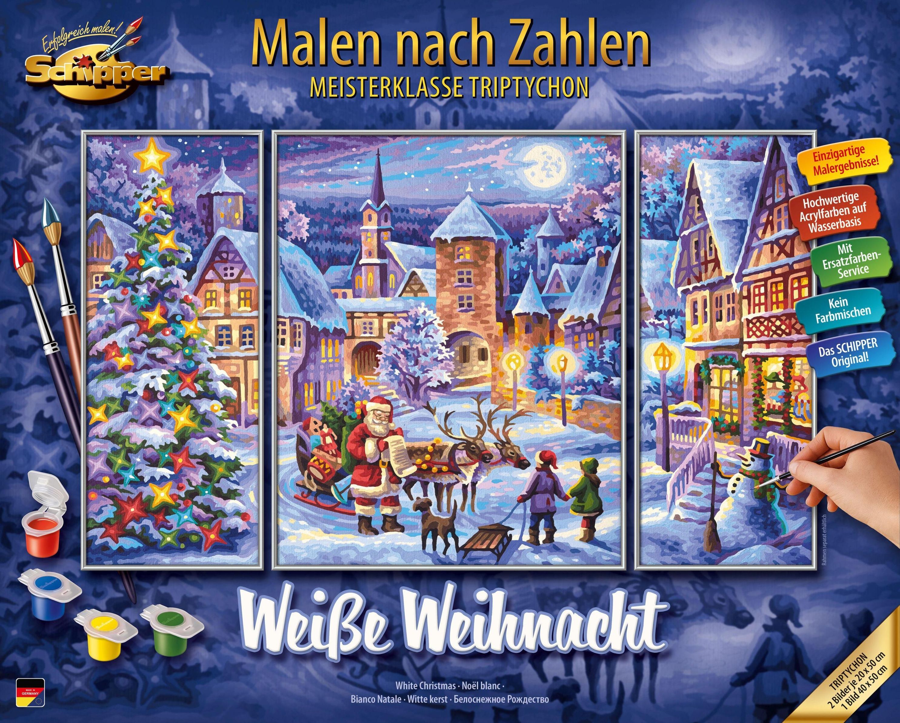 Meisterklasse Triptychon, Malen nach Zahlen Mal-Sets - Weiße Weihnacht