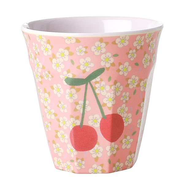 rice Melamin-Becher FLOWERS & CHERRY MEDIUM in rosa