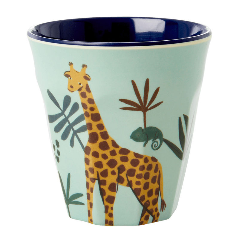 Melamin-Becher JUNGLE ANIMALS SMALL in hellblau/blau