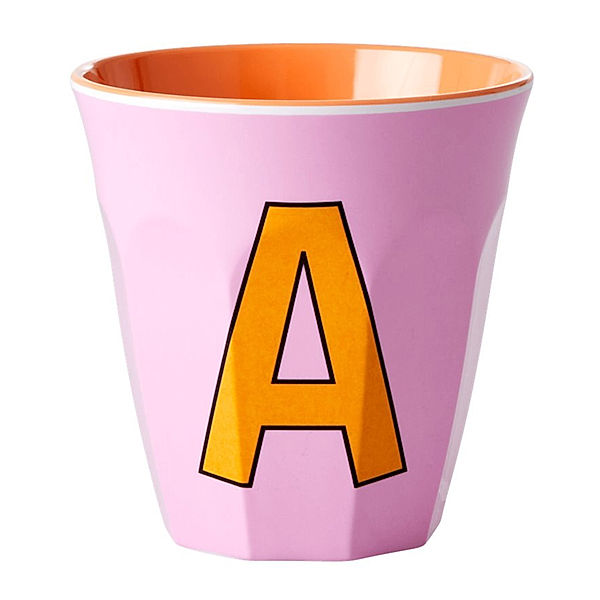 rice Melamin-Becher LETTER A - MEDIUM in pink