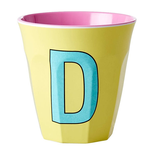 rice Melamin-Becher LETTER D - MEDIUM in yellow