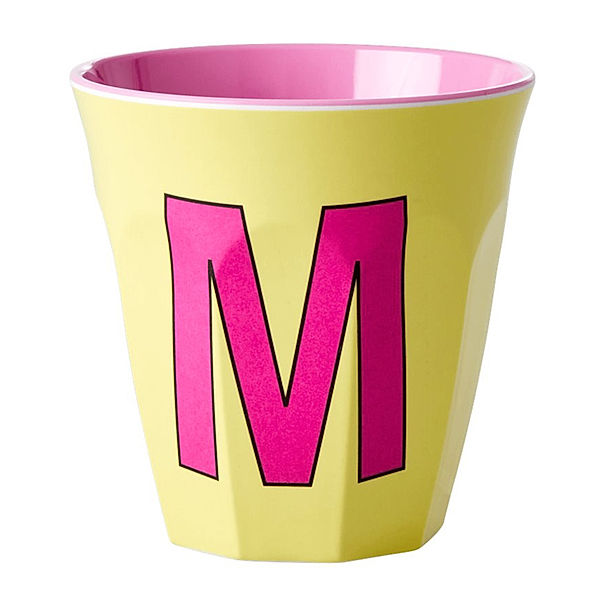 rice Melamin-Becher LETTER M - MEDIUM in yellow