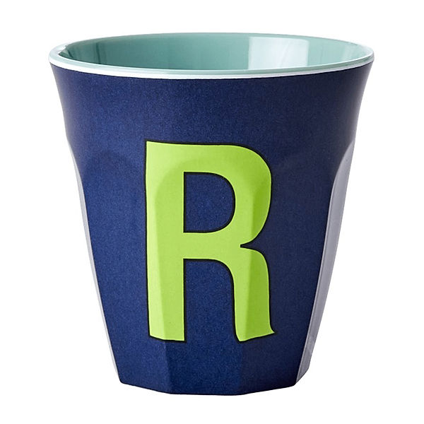 rice Melamin-Becher LETTER R - MEDIUM in dark blue