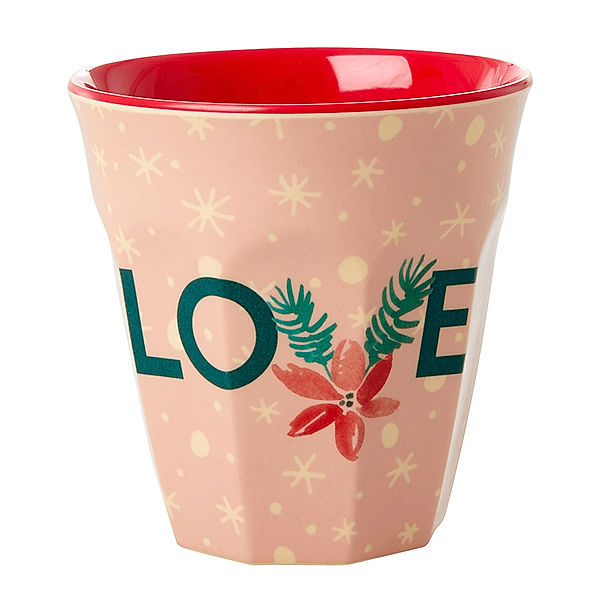 rice Melamin-Becher LOVE MEDIUM in rosa/rot