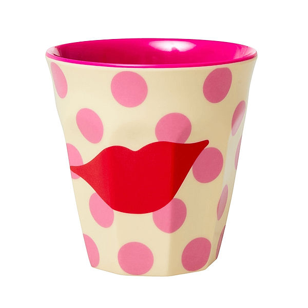 rice Melamin-Becher MEDIUM - KISS in rosa