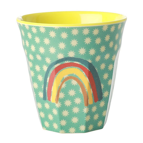 rice Melamin-Becher RAINBOW & STARS MEDIUM in hellblau/gelb