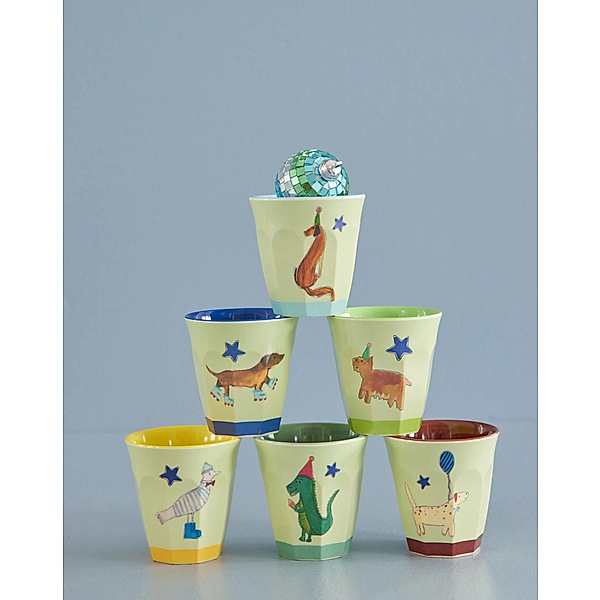 rice Melamin-Becher SMALL - PARTY ANIMALS 6er Set in bunt