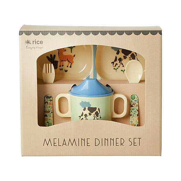 rice Melamin-Geschirrset BABY DINNER FARM 4-teilig