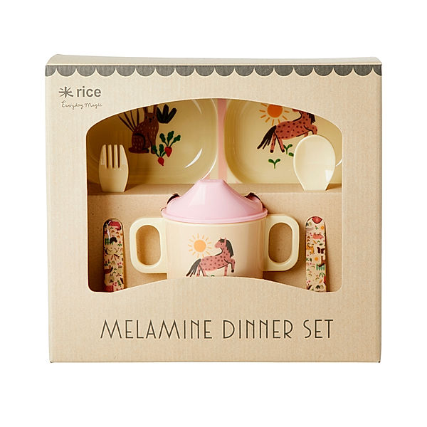 rice Melamin-Geschirrset BABY DINNER HORSE 4-teilig