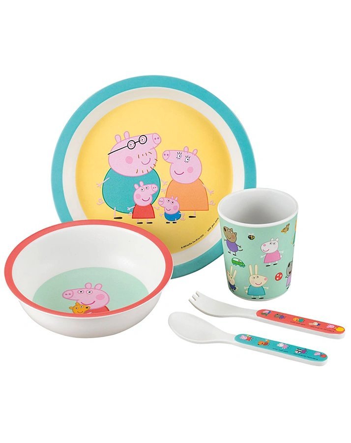 Peppa Pig Kinderteller Kinder Geschirr Melamin SET Becher+Schale+Teller Geschenk 