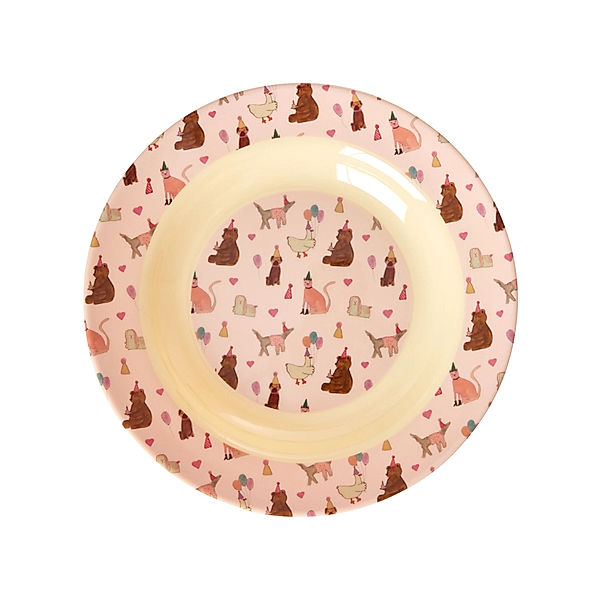 rice Melamin-Schale HAPPY ANIMALS in rosa