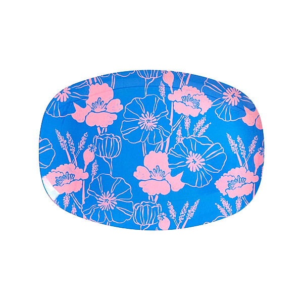 rice Melamin-Servierteller POPPY LOVE (22x30) in blau