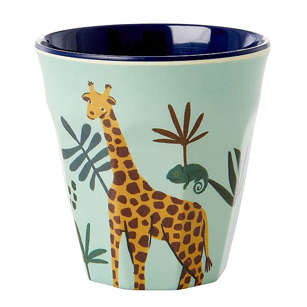 rice Melamin-Trinkbecher ANIMAL PRINT small in blue