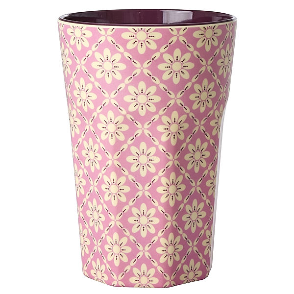 rice Melamin-Trinkbecher GRAPHIC FLOWER - TWO TONE tall in pink