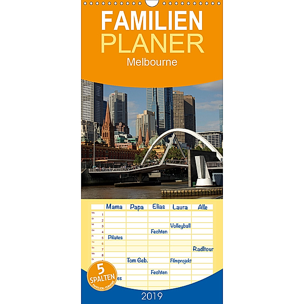 Melbourne - Familienplaner hoch (Wandkalender 2019 , 21 cm x 45 cm, hoch), Peter Schickert
