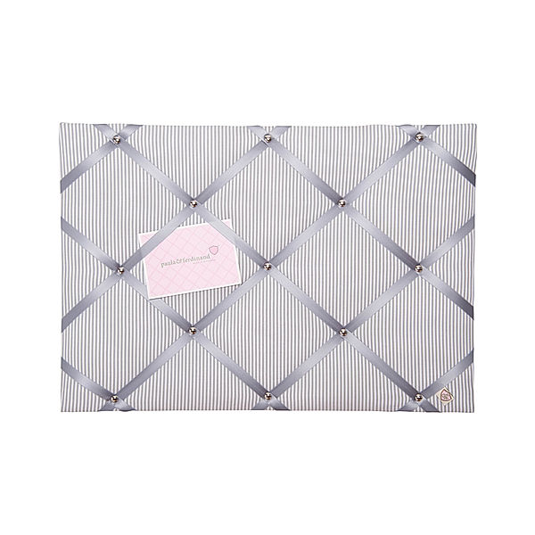 paula & ferdinand Memoboard VICHY STRIPES grau (Farbe: Satinband grau)