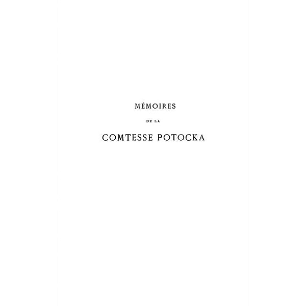 Memoires ( 1794-1820) / Hors-collection, Potocka Anna