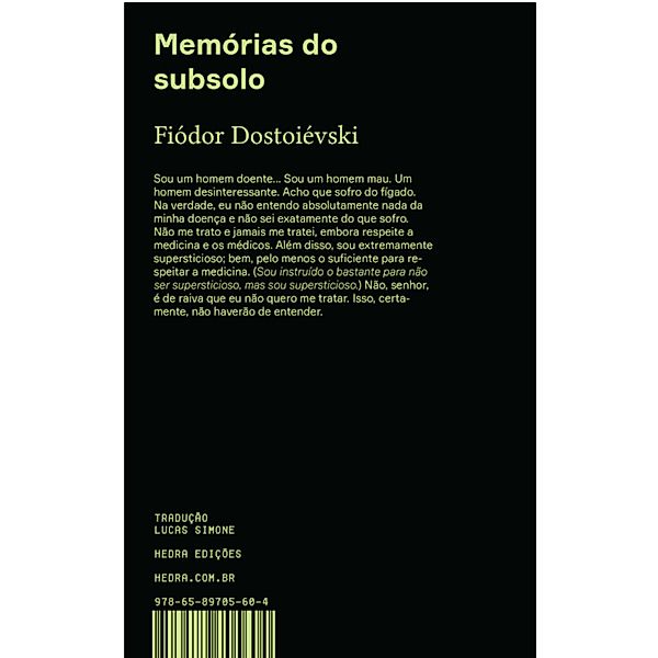 Memórias do subsolo / Hedra Edições, Fiódor Dostoiévski