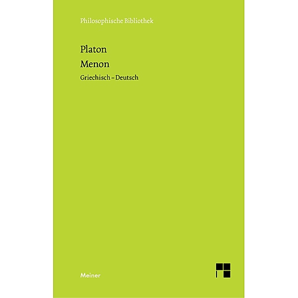 Menon / Philosophische Bibliothek Bd.278, Platon