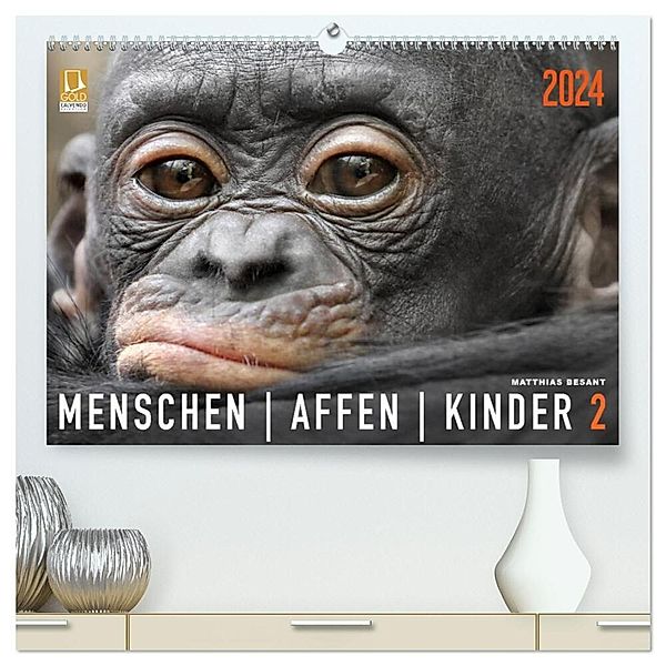 MENSCHENAFFENKINDER 2 (hochwertiger Premium Wandkalender 2024 DIN A2 quer), Kunstdruck in Hochglanz, Matthias Besant