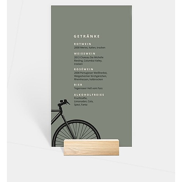 Menükarte Bike, Postkarte hoch (120 x 210mm)