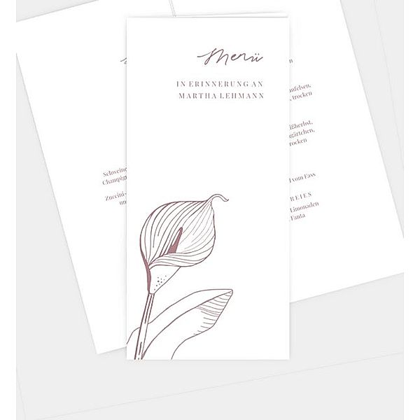 Menükarte Calla Illustrativ, Klappkarte hoch (100 x 210mm)