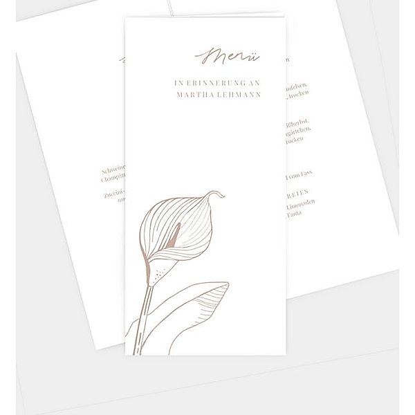 Menükarte Calla Illustrativ - Vintage, Klappkarte hoch (100 x 210mm)