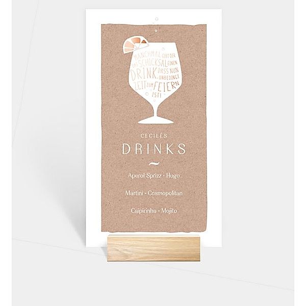 Menükarte Modern Drink · Crafty, Postkarte hoch (120 x 210mm)