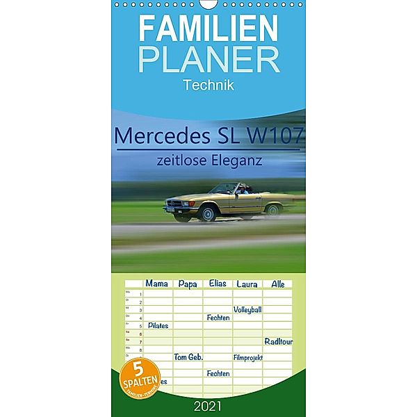 Mercedes SL W107 - zeitlose Eleganz - Familienplaner hoch (Wandkalender 2021 , 21 cm x 45 cm, hoch), Ingo Laue