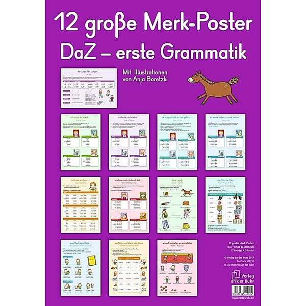 Merk-Poster DaZ - erste Grammatik, 12 farbige DIN-A2-Poster, Redaktionsteam Verlag an der Ruhr