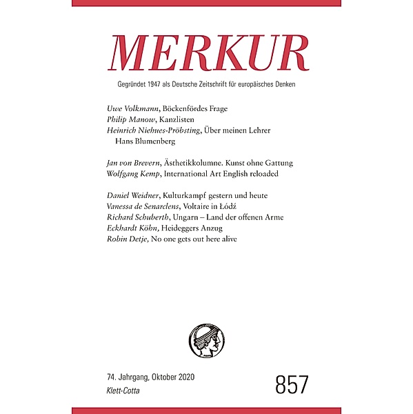 MERKUR 10/2020 / MERKUR Gegründet 1947 als Deutsche Zeitschrift für europäisches