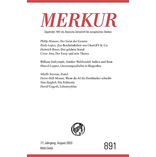 MERKUR  8/2023 / MERKUR Gegründet 1947 als Deutsche Zeitschrift für europäisches