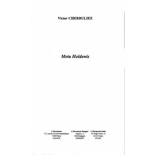 Meta holdenis / Hors-collection, Cherbuliez Victor