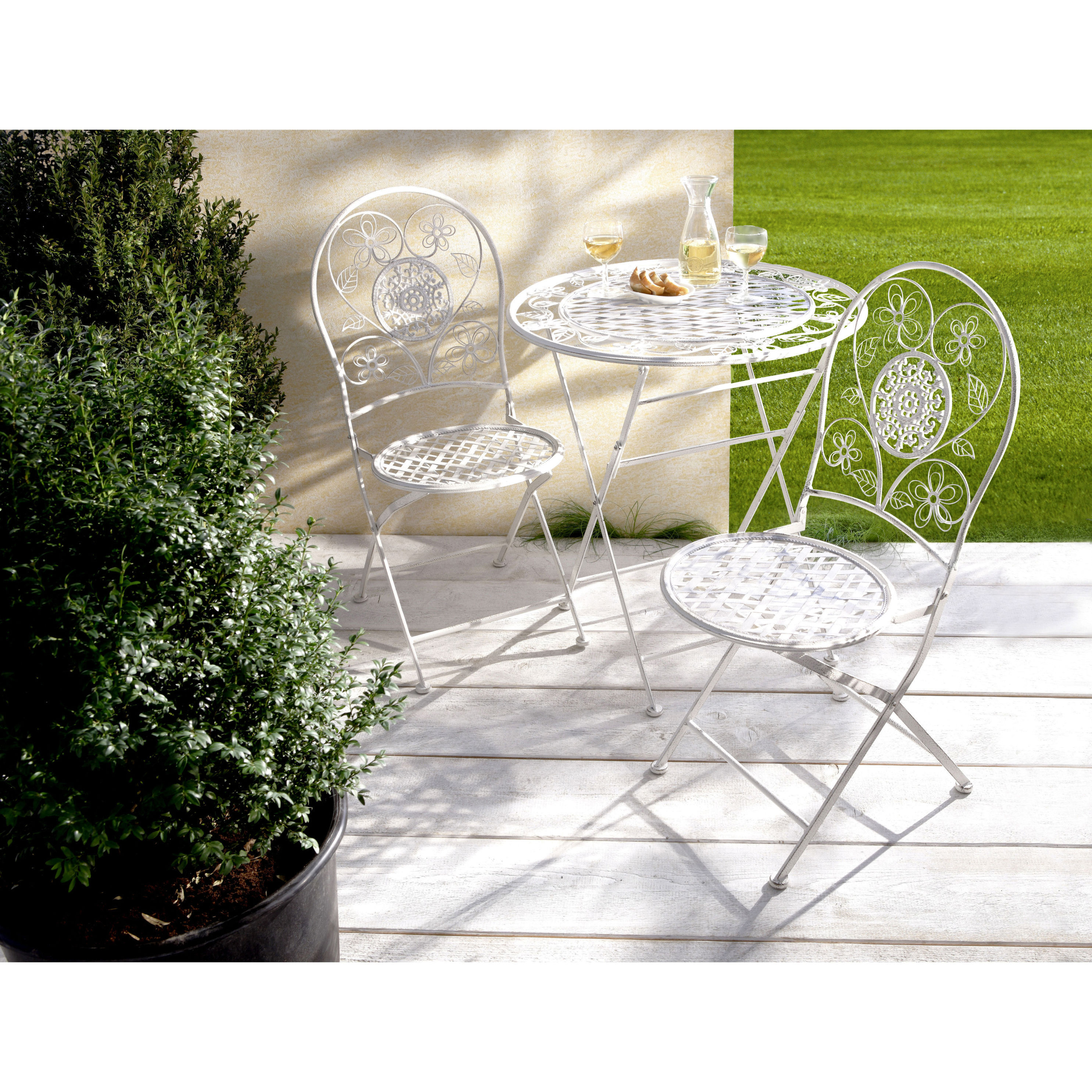 Metall-Gartenmöbel Romantik, 3er-Set Farbe: weiß | Weltbild.de