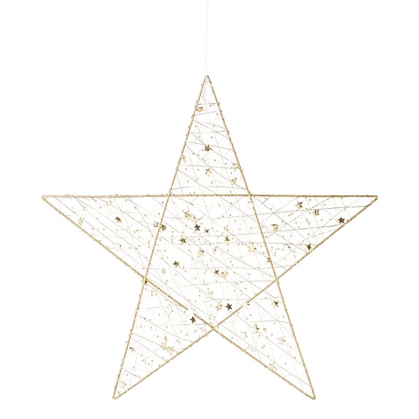 Metalldraht Stern mit Ministernchen zum Aufh., 30 LEDs (Farbe: gold)