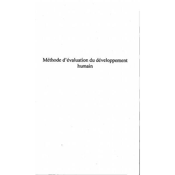 Methode d'evaluation du developpement hu / Hors-collection, Oulahbib Lucien-Samir