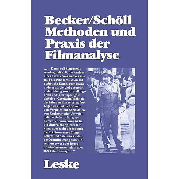 Methoden und Praxis der Filmanalyse / Schriftenreihe des Institut Jugend Film Fernsehen Bd.5, Wolfgang Becker, Norbert Schöll