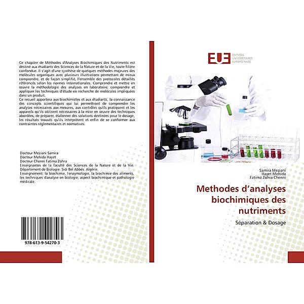 Methodes d'analyses biochimiques des nutriments, Samira Meziani, Hayet Mehida, Fatima Zohra Chenni