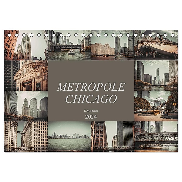 Metropole Chicago (Tischkalender 2024 DIN A5 quer), CALVENDO Monatskalender, Dirk Meutzner