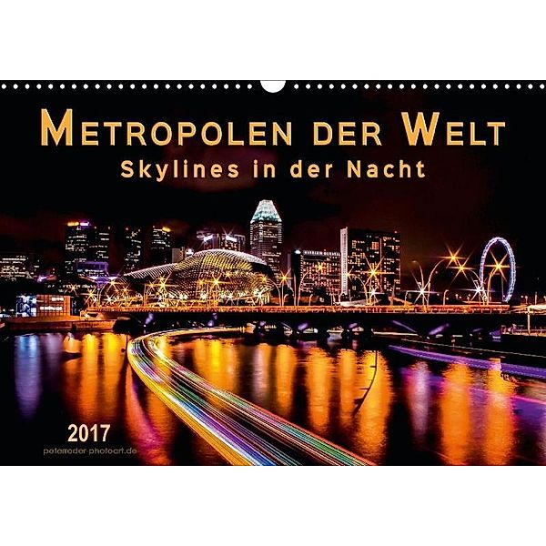 Metropolen der Welt - Skylines in der Nacht (Wandkalender 2017 DIN A3 quer), Peter Roder