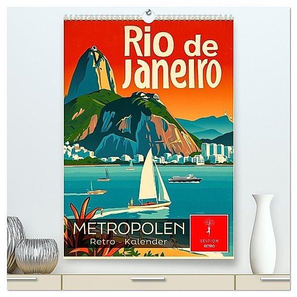 Metropolen Retro-Kalender (hochwertiger Premium Wandkalender 2025 DIN A2 hoch), Kunstdruck in Hochglanz, Calvendo, Peter Roder