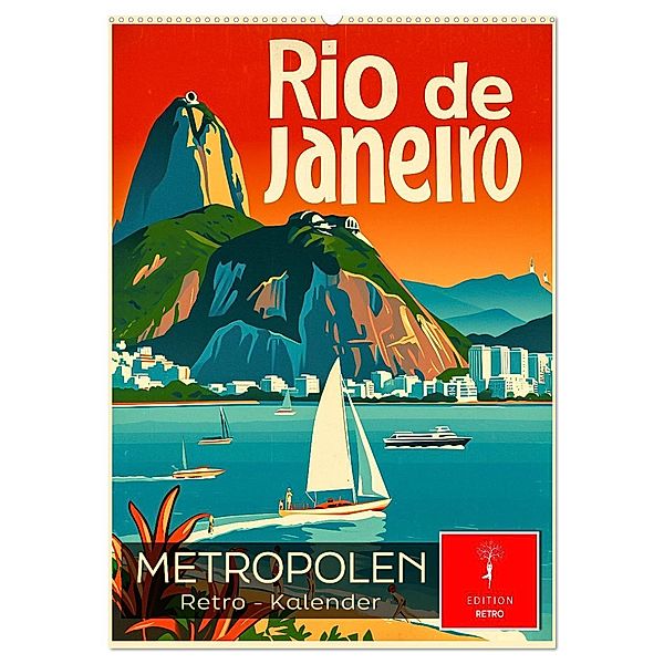 Metropolen Retro-Kalender (Wandkalender 2025 DIN A2 hoch), CALVENDO Monatskalender, Calvendo, Peter Roder