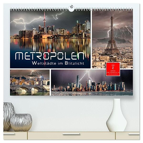 Metropolen - Weltstädte im Blitzlicht (hochwertiger Premium Wandkalender 2024 DIN A2 quer), Kunstdruck in Hochglanz, Peter Roder