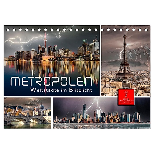 Metropolen - Weltstädte im Blitzlicht (Tischkalender 2024 DIN A5 quer), CALVENDO Monatskalender, Peter Roder