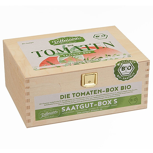 MHD, Saatgut-Holzbox Tomaten, 7 BIO-Saatgut-Sorten