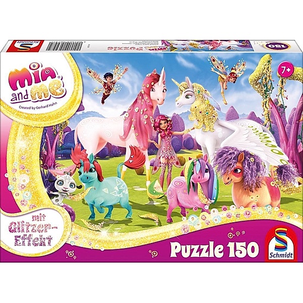 Mia & Me, Glitzerpuzzle, Ankunft der Pony-Einhörner (Kinderpuzzle)