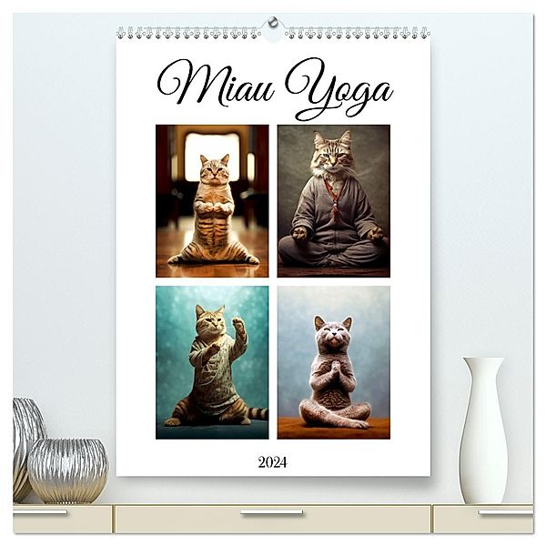 Miau Yoga (hochwertiger Premium Wandkalender 2024 DIN A2 hoch), Kunstdruck in Hochglanz, Justyna Jaszke JBJart